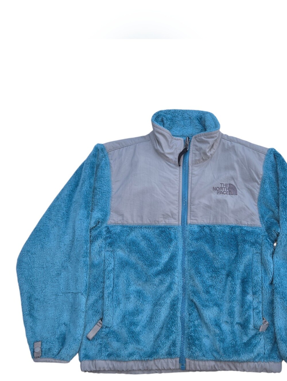 NorthFace blue and Gray fleece jacket Winter Size S Youth